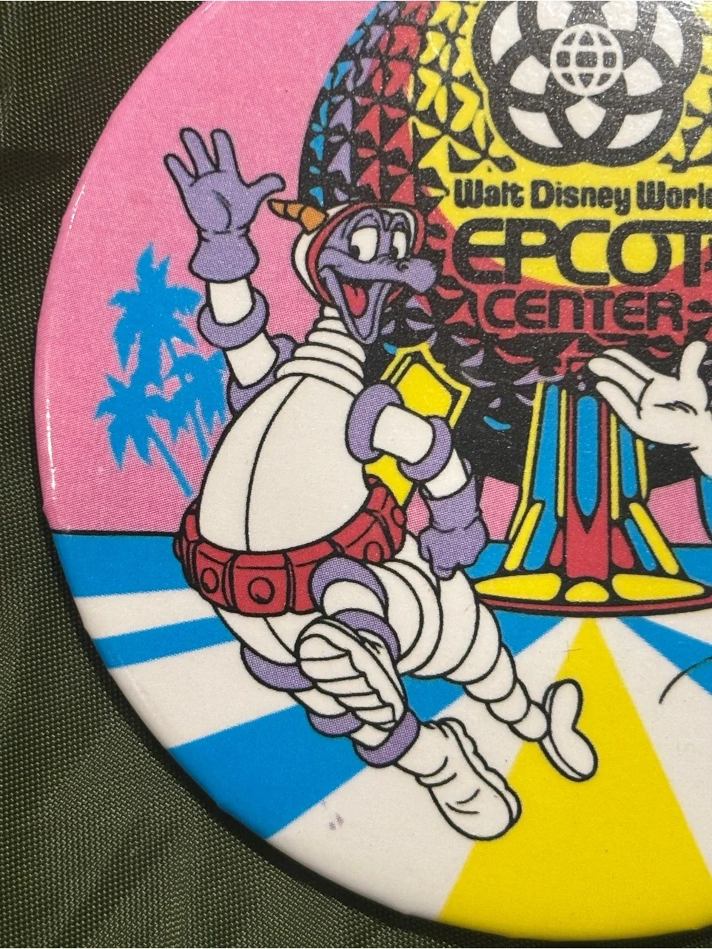 Walt Disney World EPCOT Center Vintage Button - Figment & Mickey